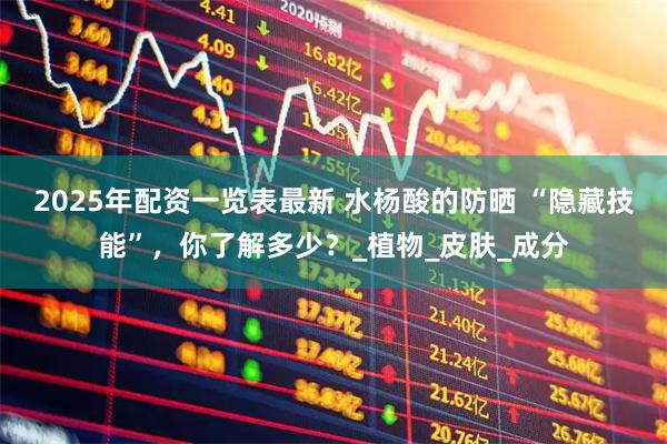 2025年配资一览表最新 水杨酸的防晒 “隐藏技能”，你了解多少？_植物_皮肤_成分